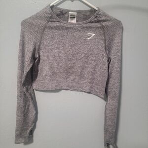 Gymshark Women's Gray Long Sleeve Crop Top